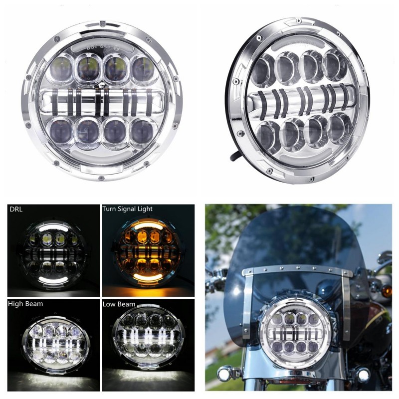 7" Motorcycle Projector Daymaker High Low LED Bulb Headlight for Harley Touring