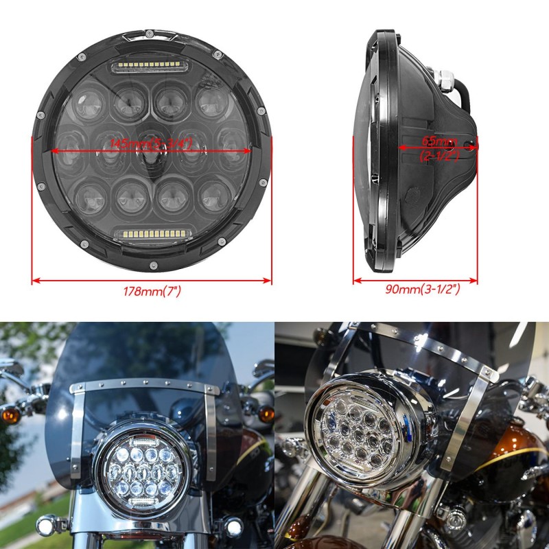 7" Black Round LED Headlight Sealed Beam Lamp H4 H13 For Hummer Harley Davidson