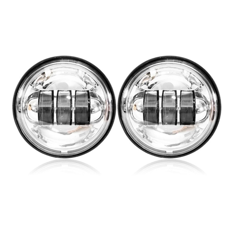 2x Spot Fog Passing Light Chrome LED For Harley Davidson Motorcycle 4.5" Inch 