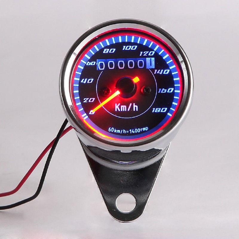 Universal Silver metal Dual Speedometer Tachometer Speedo Meter LED