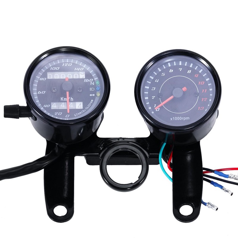 Motorcycle Dual Speedometer Tachometer kit Turn Light + Bracket