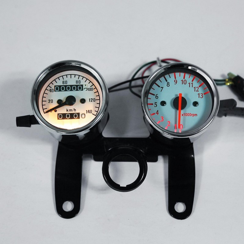 Motorcycle Odometer Speedometer Tachometer Speedo Meter LED Fit Honda Cafe Racer
