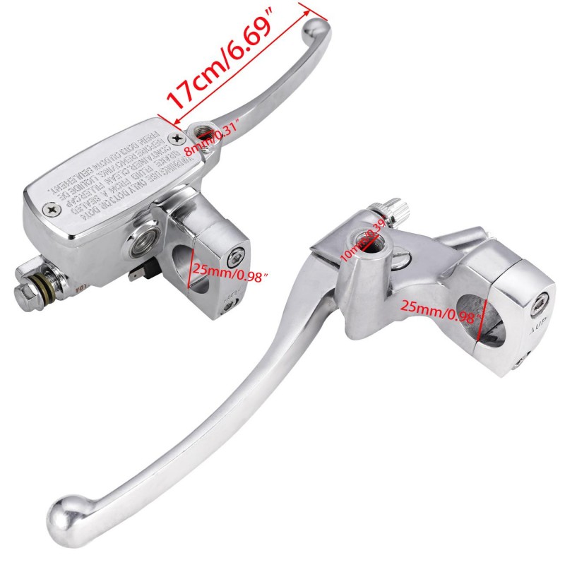 1" 25mm Chrome Handlebar Hydraulic Brake Clutch Lever Master Cylinder Motorcycle