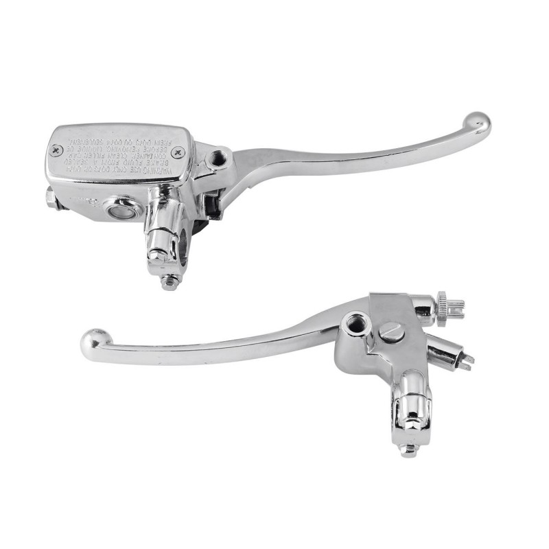 New 7/8" Chrome Left & Right Handlebar Master Cylinder Reservoir Brake Lever