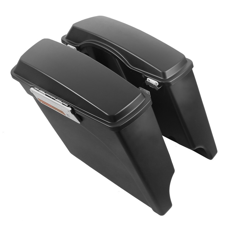 Black 5" Stretched Saddlebags W/ Latch Keys For Harley Touring Models 93-13