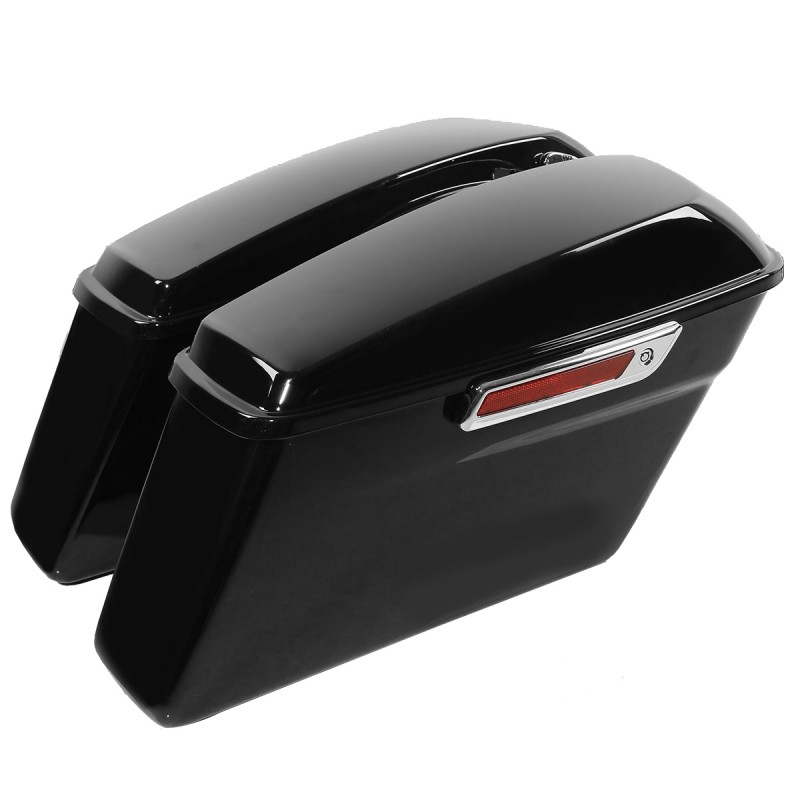 Vivid Black Hard Saddlebags Latch Lid For Harley Street Road Electra Glide 2014-2018