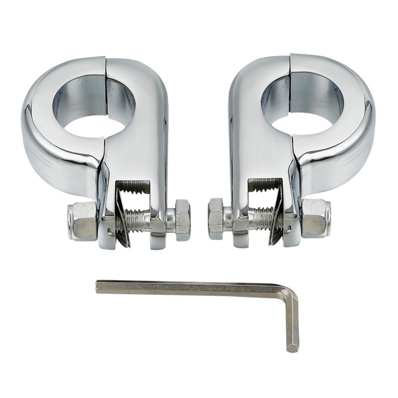 1-1/4" 32MM Chrome Aluminum Foot Peg Footrest Engine Guard Clamps For Harley Honda Yamaha Kawasaki