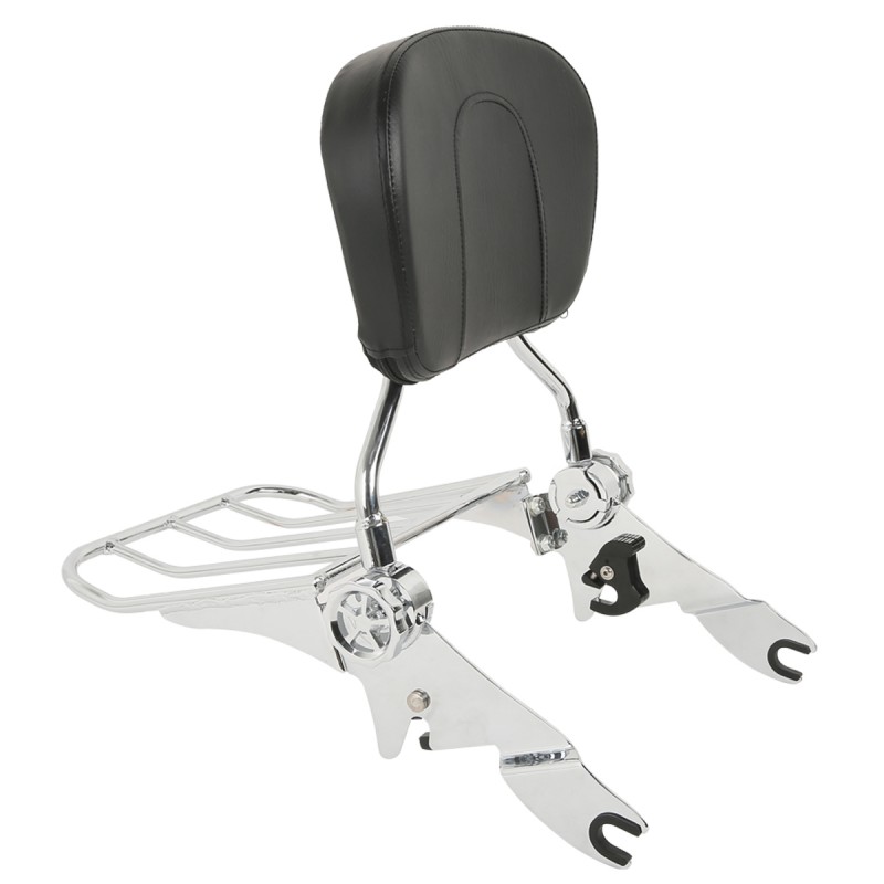 Chrome Adjustable Backrest Sissy Bar W/ Luggage Rack For Harley Touring Road Glide 09-18